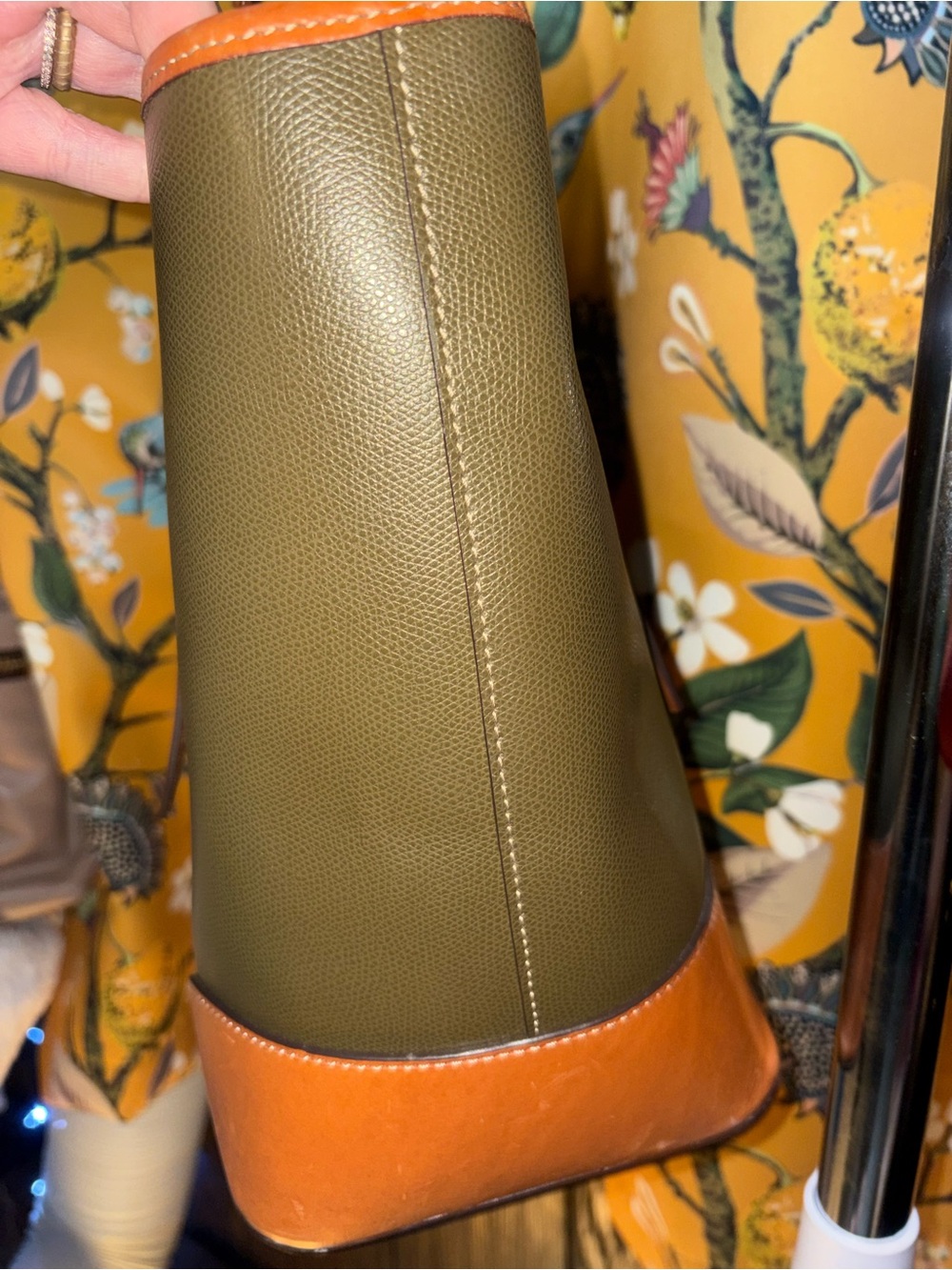 Dooney & Bourke Olive Green and Tan Claremont Leather Dover Bag - Picture 8 of 13